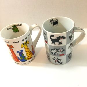 Set of dog and cat mugs